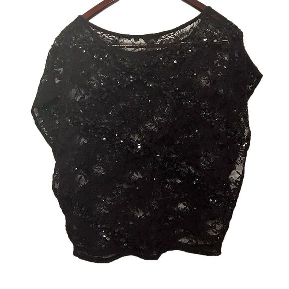 Guess Sheer Sequined Square Shape Sleeveless Blouse L - Picture 8 of 8